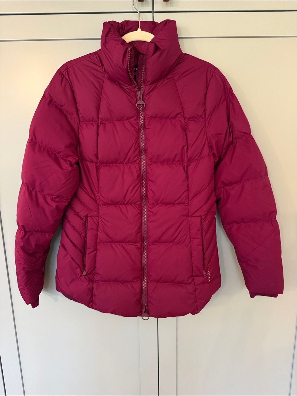 Athleta Quilted Puffer Jacket in Berry Plum
